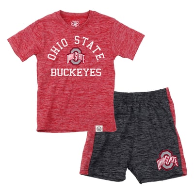  Ohio State Buckeyes Wes & Willy Toddler Cloudy Yarn T-Shirt and Shorts Set - Scarlet