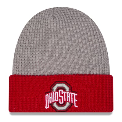 Ohio State Buckeyes New Era Unisex Cuffed Waffle Knit Hat - Gray/Scarlet