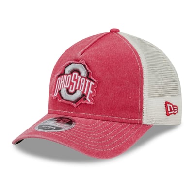Ohio State Buckeyes New Era Unisex Faded A-Frame 9FORTY Adjustable Trucker Hat - Scarlet