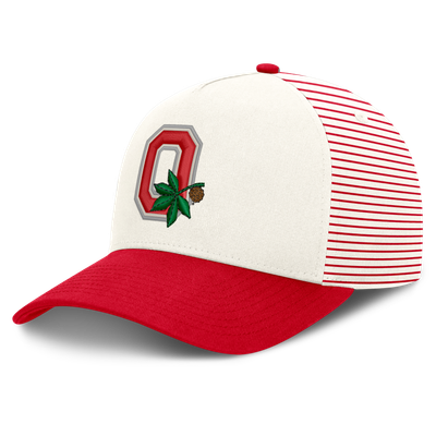  Ohio State Buckeyes Nike Unisex Vault Striped A-Frame Rise Adjustable Hat - White/Scarlet