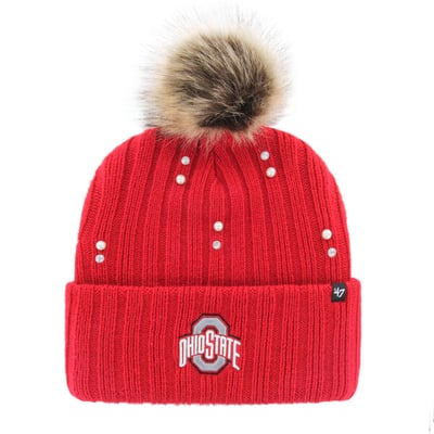 Ohio State Buckeyes '47 Women's Pearl Fur Knit Hat with Pom - Scarlet