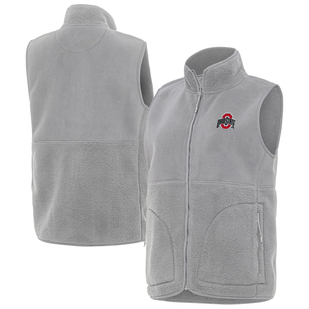  Ohio State Buckeyes Antigua Women's Nostalgic Full-Zip Vest - Gray