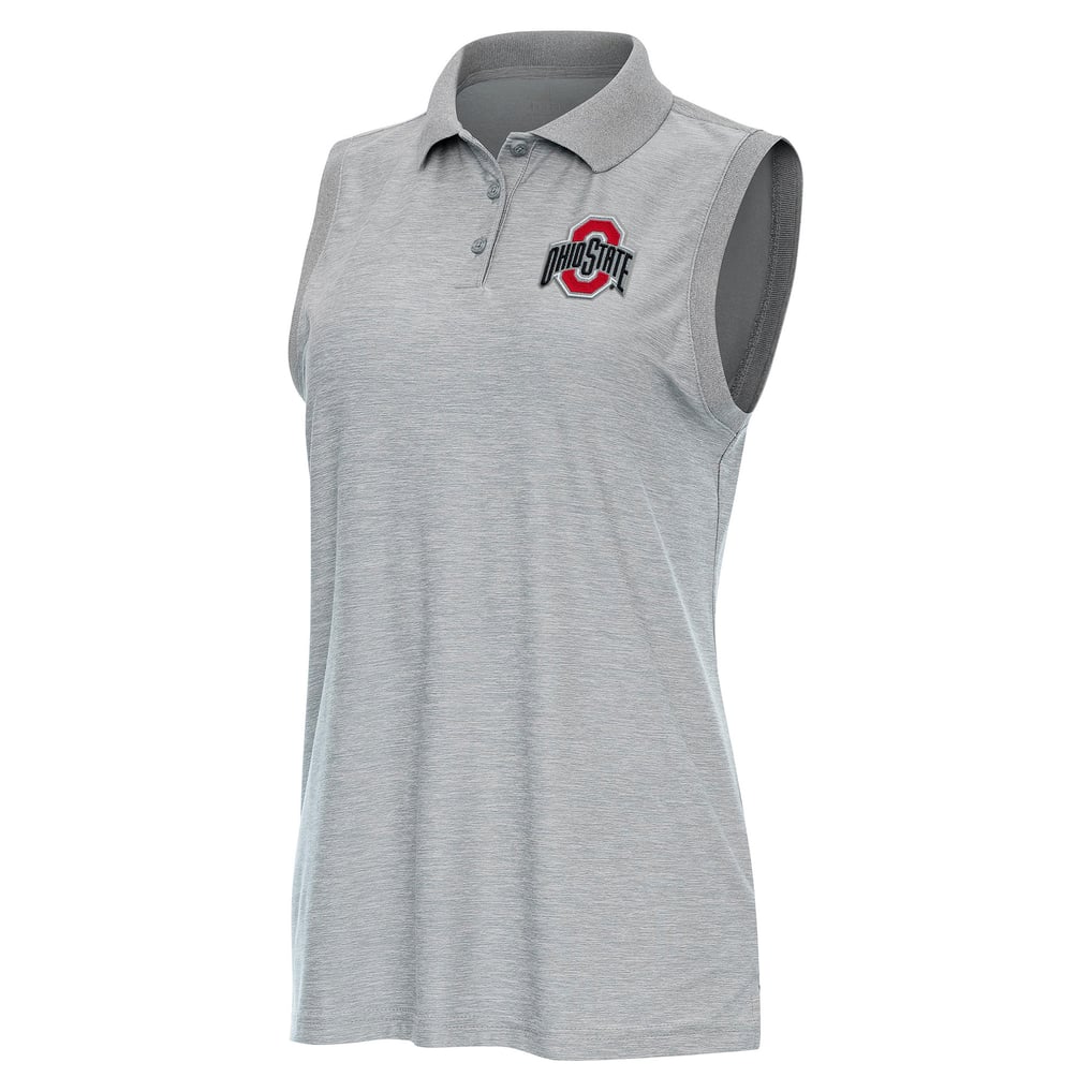  Ohio State Buckeyes Antigua Women's Recap Sleeveless Polo - Heather Gray