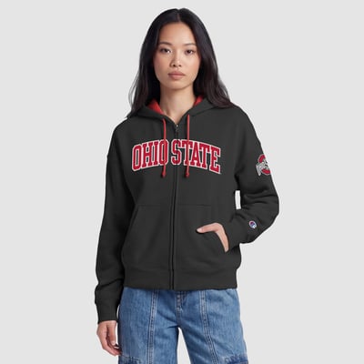 Ohio State Buckeyes Champion Women's Arch Full-Zip Fleece Hoodie - Black