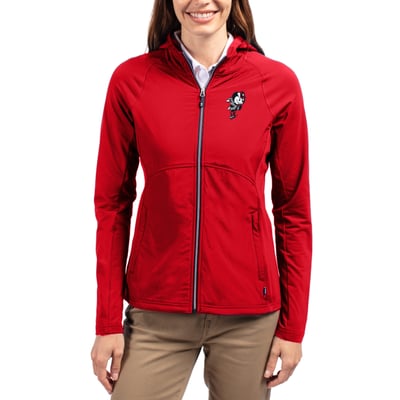 Ohio State Buckeyes Cutter & Buck Women's Adapt Eco Knit Hybrid Recycled Full-Zip Hoodie - Red