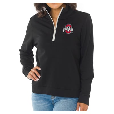 Ohio State Buckeyes Flying Colors Apparel Women's Quinn Quarter-Zip Fleece - Black
