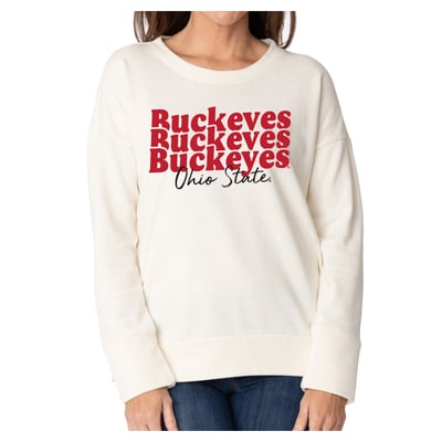 Ohio State Buckeyes Flying Colors Apparel Women's Marly Side Split Sweatshirt - Cream
