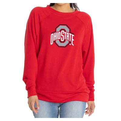 Ohio State Buckeyes Flying Colors Apparel Women's Impressions Rylee Raglan Long Sleeve T-Shirt - Scarlet

