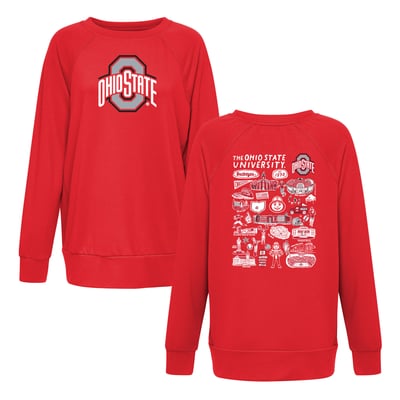 Ohio State Buckeyes Flying Colors Apparel Women's Impressions Rylee Raglan Long Sleeve T-Shirt - Scarlet
