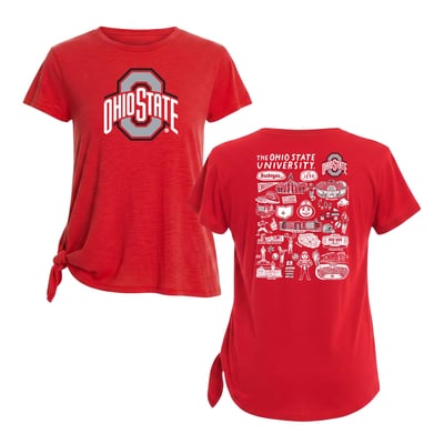 Ohio State Buckeyes Flying Colors Apparel Women's Impressions Sophie Side Tie T-Shirt - Scarlet
