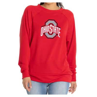 Ohio State Buckeyes Flying Colors Apparel Women's Rylee Raglan Long Sleeve T-Shirt - Scarlet
