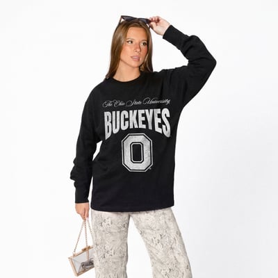 Ohio State Buckeyes Gameday Couture Women's Bold Ambition Oversized Long Sleeve T-Shirt - Black