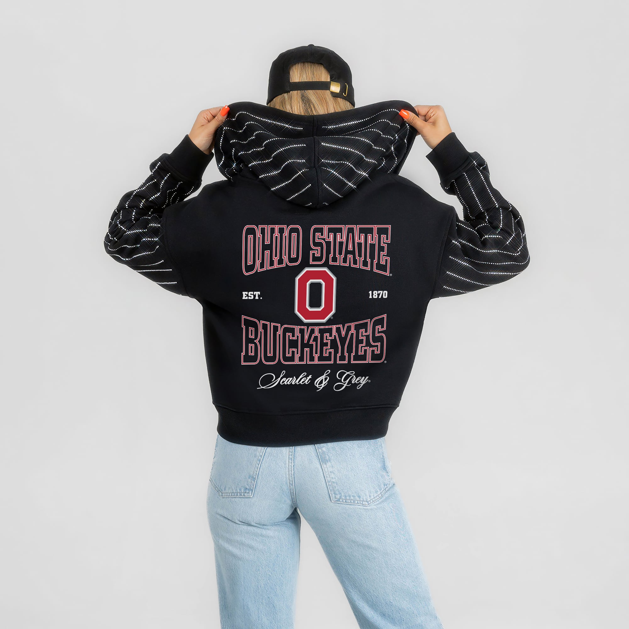 Gameday Couture Women's Eyes on the Prize Crop Zip Hoodie Black