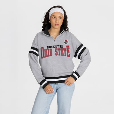  Ohio State Buckeyes Gameday Couture Women's Hold the Line Quarter-Zip Pullover - Gray