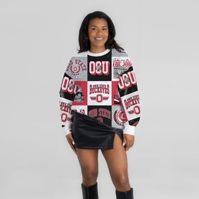  Ohio State Buckeyes Gameday Couture Women's Highlight Reel Patchwork Long Sleeve Pullover - Scarlet