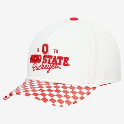 Ohio State Buckeyes Gameday Social Women's Albon Check 5-Panel Rope Adjustable Hat - White
