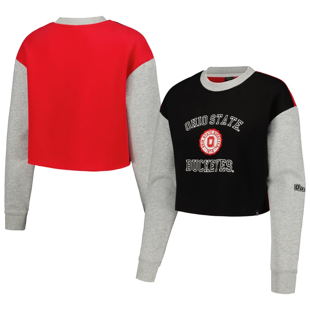Ohio State Buckeyes Hype and Vice Women's Colorblock Rookie Crew Pullover Sweatshirt - Black