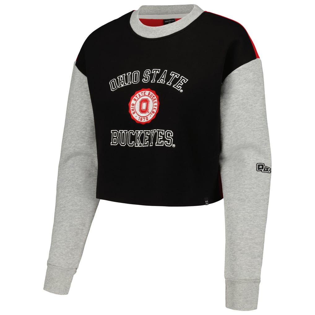 Ohio State Buckeyes Hype and Vice Women's Colorblock Rookie Crew Pullover Sweatshirt - Black