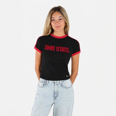  Ohio State Buckeyes Hype and Vice Women's Cropped Goalie Baby T-Shirt - Black