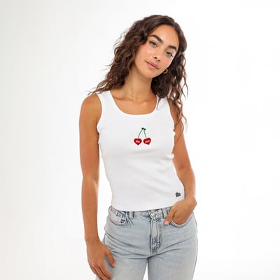  Ohio State Buckeyes Hype and Vice Women's Cropped Cherry Ribbed Tank Top - White