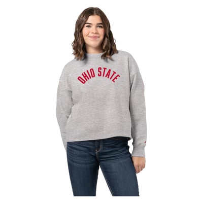 Ohio State Buckeyes League Collegiate Wear Women's 1636 Boxy Pullover Sweatshirt - Ash
