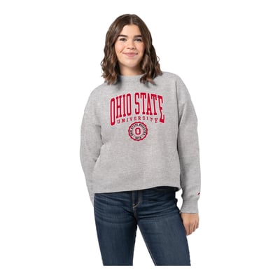 Ohio State Buckeyes League Collegiate Wear Women's 1636 Boxy Pullover Sweatshirt - Ash