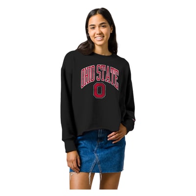 Ohio State Buckeyes League Collegiate Wear Women's Reverse Fleece Midi Oversized Sweatshirt - Black