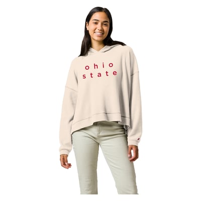 Ohio State Buckeyes League Collegiate Wear Women's Waffle Oversized Long Sleeve Hoodie - Cream
