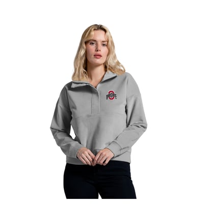 Ohio State Buckeyes League Collegiate Wear Women's Cord Half-Zip Sweatshirt - Gray