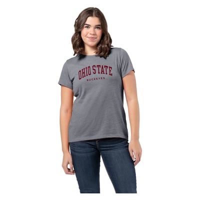 Ohio State Buckeyes League Collegiate Wear Women's Classic Tri-Blend T-Shirt - Heather Gray