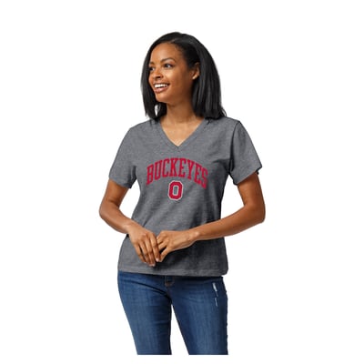 Ohio State Buckeyes League Collegiate Wear Women's Intramural Boyfriend V-Neck T-Shirt - Heather Gray