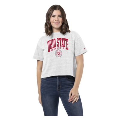 Ohio State Buckeyes League Collegiate Wear Women's Intramural Midi Tri-Blend T-Shirt - Heather Gray