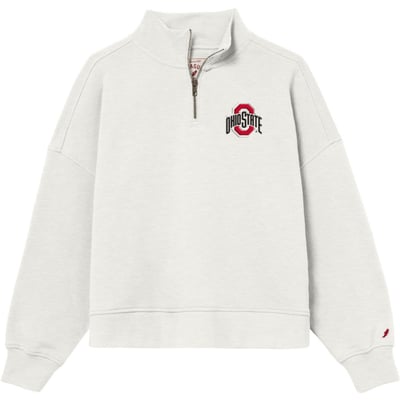 Ohio State Buckeyes League Collegiate Wear Women's Diana Quarter-Zip Pullover - Oatmeal
