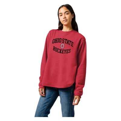 Ohio State Buckeyes League Collegiate Wear Women's Victory Springs Tri-Blend Fleece Sweatshirt - Scarlet