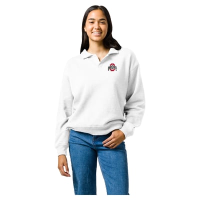 Ohio State Buckeyes League Collegiate Wear Women's Victory Springs Tri-Blend Collared Sweatshirt - White