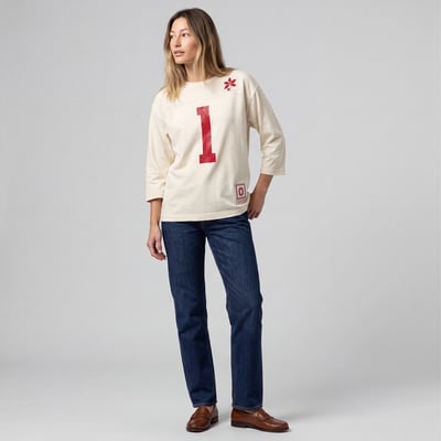 Ohio State Buckeyes Mitchell & Ness Women's Retro Roots Oversized 3/4-Sleeve T-Shirt - Cream
