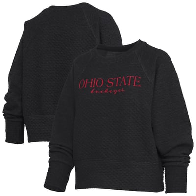 Ohio State Buckeyes Pressbox Women's Champagne Nova Quilted Sweatshirt - Black