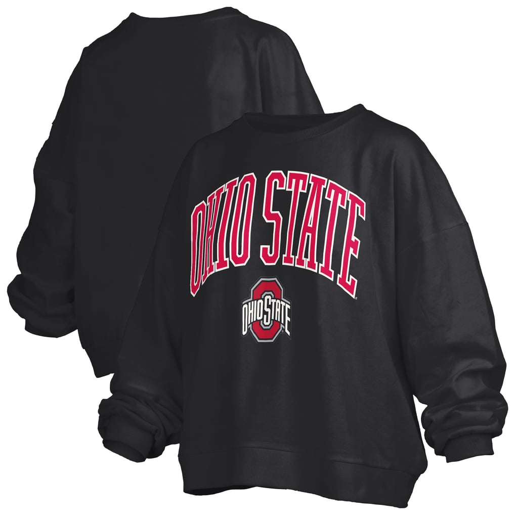 Ohio State Buckeyes Pressbox Women's Oversized Janise Arch Over Logo Fleece Sweatshirt - Black
