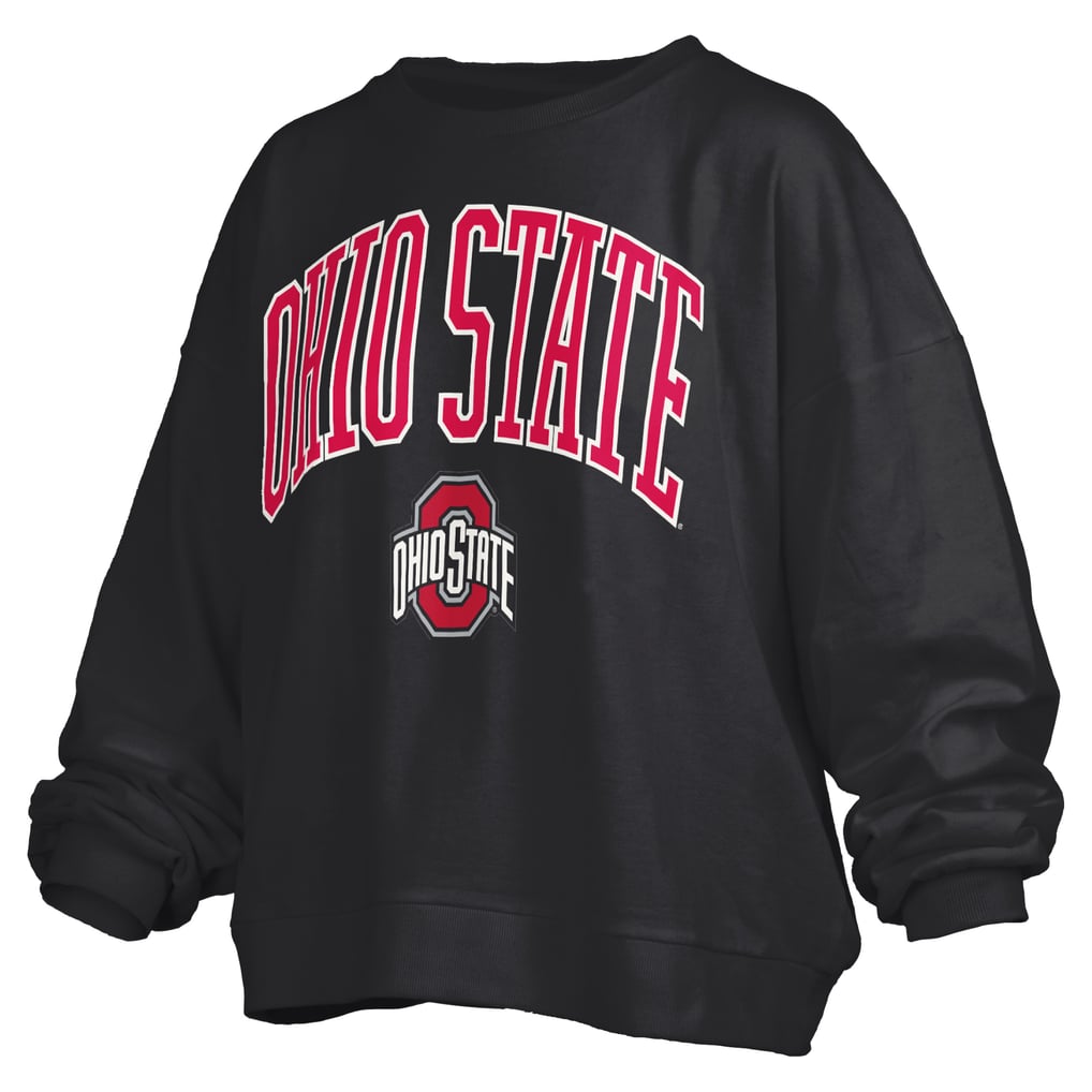Ohio State Buckeyes Pressbox Women's Oversized Janise Arch Over Logo Fleece Sweatshirt - Black