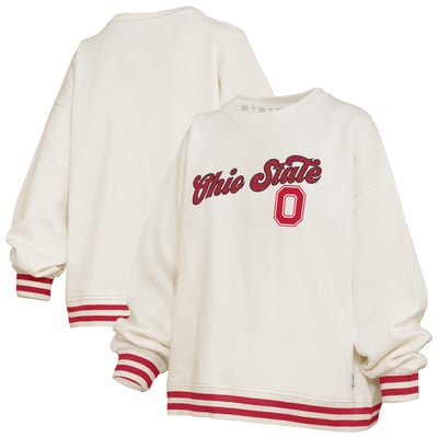 Ohio State Buckeyes Pressbox Women's Bonanza Chenille Ribbed Sweatshirt - Cream