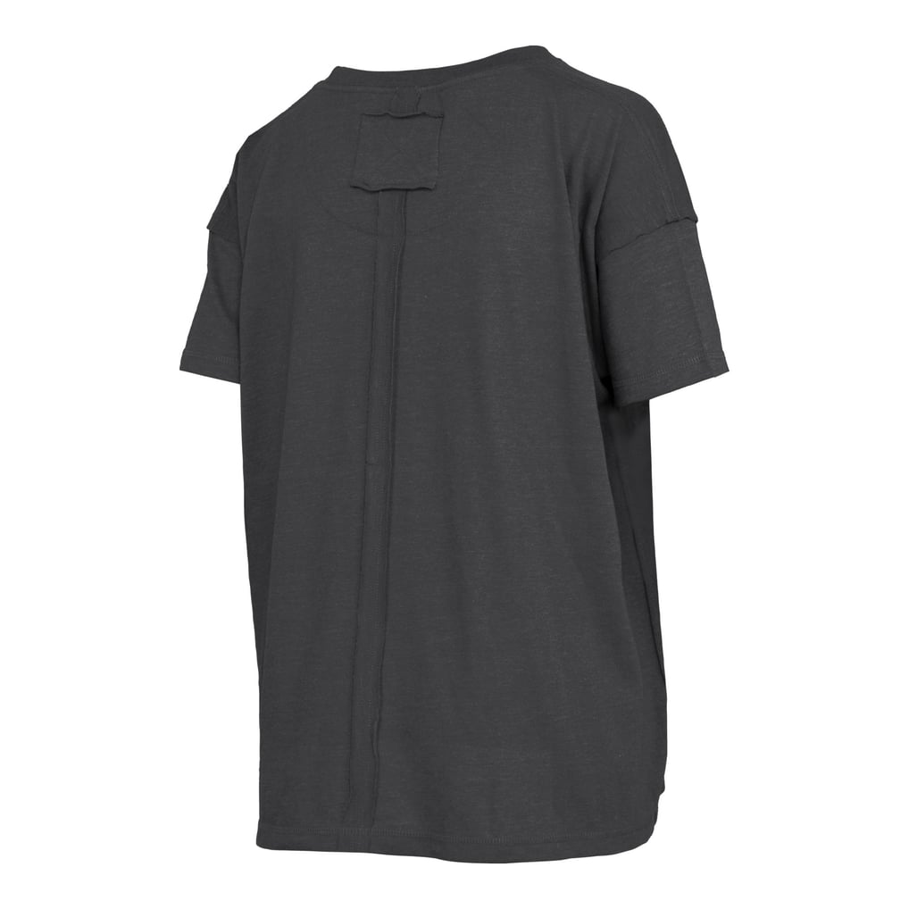  Ohio State Buckeyes Pressbox Women's Swirl Script Twisted Team Color Stitched Oversized T-Shirt - Heather Black