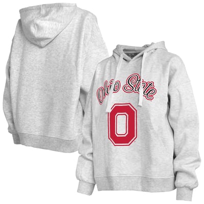  Ohio State Buckeyes Pressbox Women's Janise Pullover Hoodie - Heather Gray