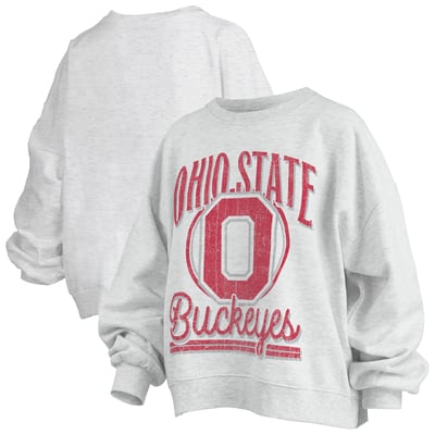 Ohio State Buckeyes Pressbox Women's Oversized Bravo Melange Janise Sweatshirt - Heather Gray