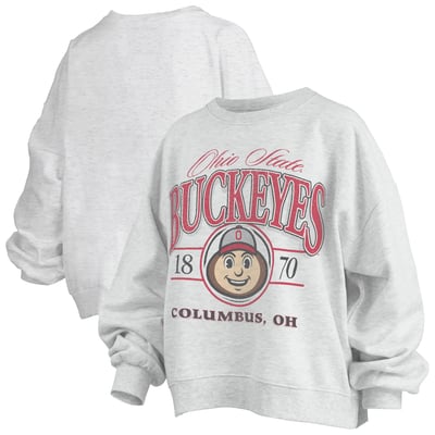 Ohio State Buckeyes Pressbox Women's Oversized Vinson Melange Janise Sweatshirt - Heather Gray