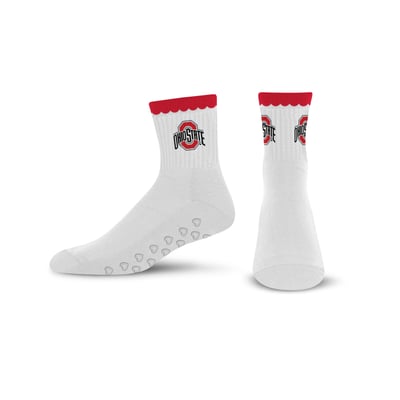  Ohio State Buckeyes PRO Compression Women's Heartshape Grippers Yoga-Pilates Quarter Socks - White