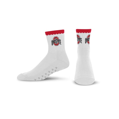  Ohio State Buckeyes PRO Compression Women's Heartshape Grippers Yoga-Pilates Quarter Socks - White