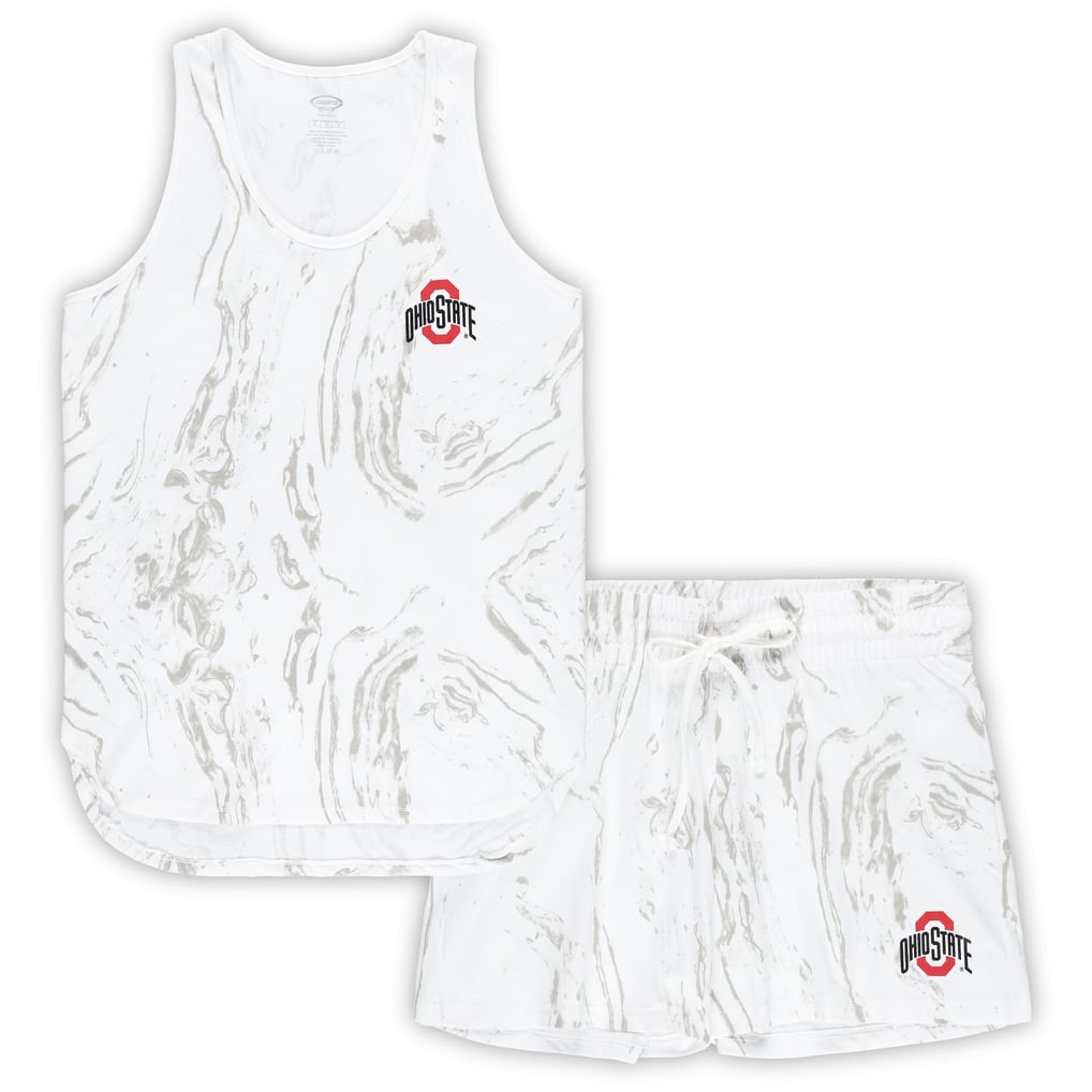 Ohio State Buckeyes Profile Women's Plus Size Marble Tank and Shorts Set - White