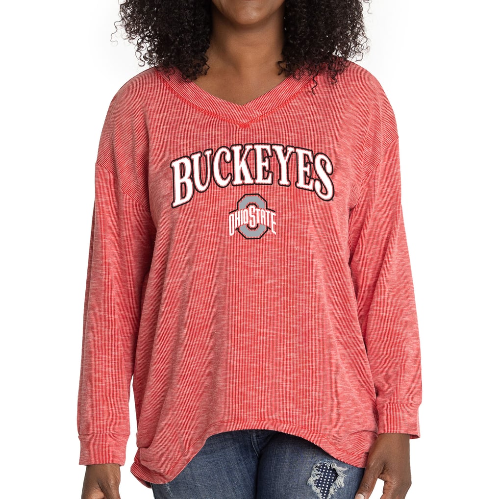 Ohio State Buckeyes Women's Oversized Bailey Long Sleeve V-Neck Tri-Blend Tunic - Scarlet