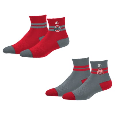 Ohio State Buckeyes Starter Women's Cozy Cuff Stripes Quarter-Length Plush Socks