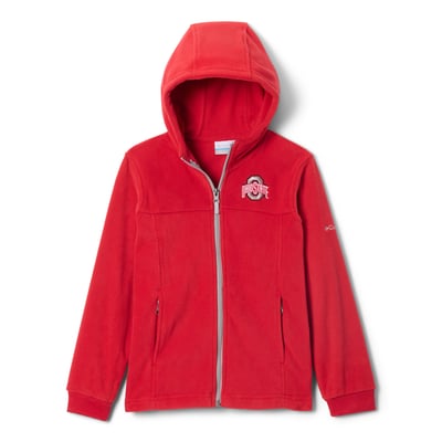  Ohio State Buckeyes Columbia Youth Flanker Fleece Full-Zip Hoodie - Scarlet